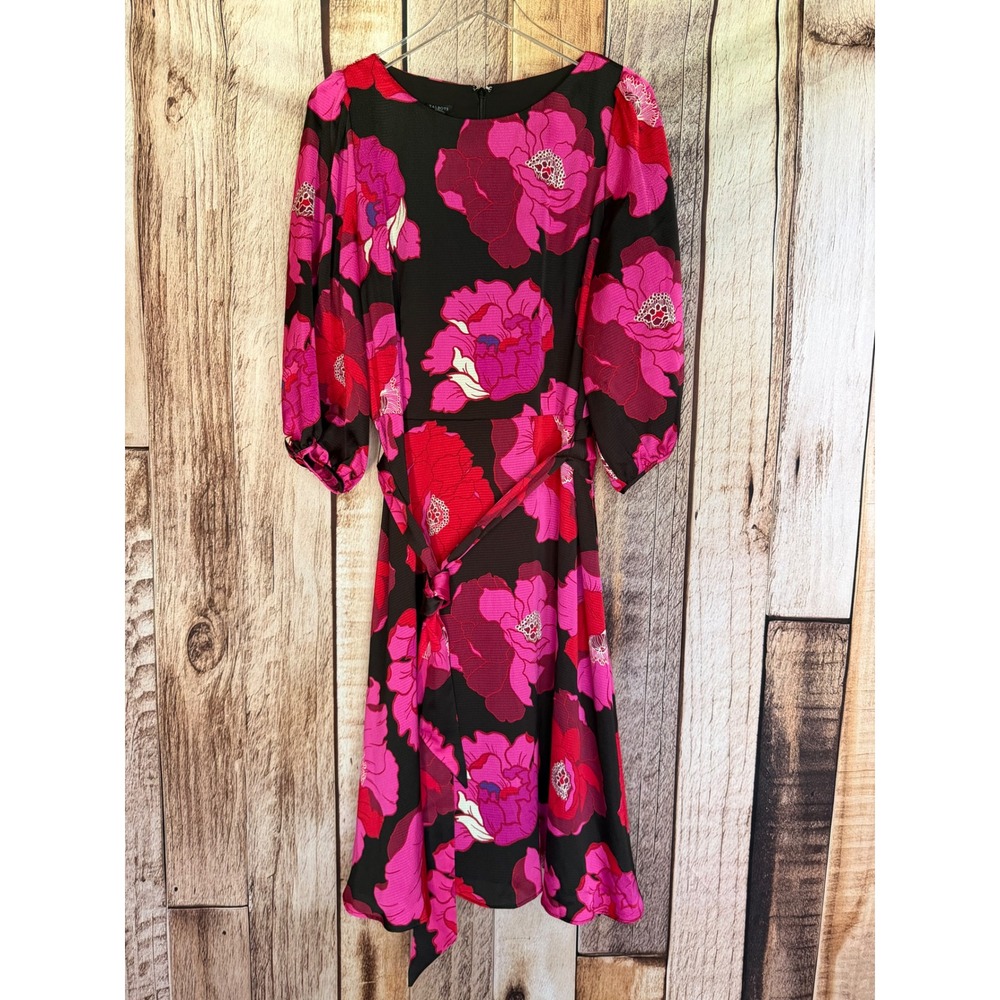 Talbots Dress Satin Fit & Flare Blooming Floral Whimsical Event Petite 16P NWT
